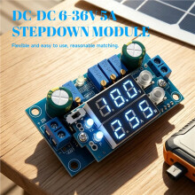 - 6-36V to 1.25-32V 5A StepDown Module CC/CV Charging Module with 2 LEDs MPPT Solar Panel Controller Regulator