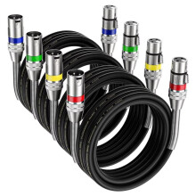 4 Opakowania 2-Metrowych Kabli XLR, XLR Męski na Żeński, Symetryczny, 3-Pinowy, Metalowy, Sprężynowy Kabel Mikrofonowy do Miksera, Głośnika,