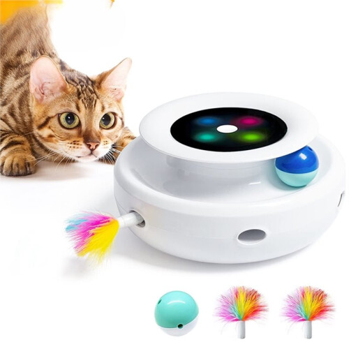 2-in-1  Cat Toy: Automatic  Interactive Electronic Pet Toy for Cats & Dogs, 5 Modes,  Accessory 1
