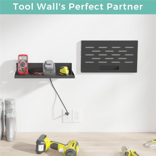 14" Foldable Wall Mount Router Shelf, Router Modem Wall Shelf with Cable Management for  Home Devices White 1