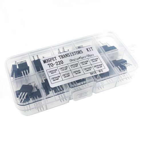 To-220 Transistor Assortment Kit - IRFZ44N,IRF640N,IRF540N,IRF3205 - 10 Types, 5 Each for Electronics Projects & Repair