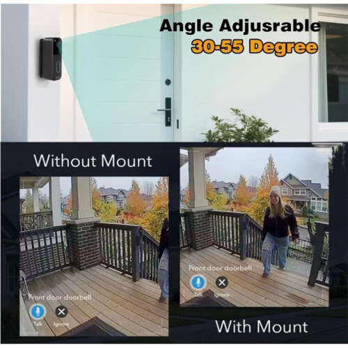 Horizontal Adjustable Angle Mount Bracket for Blink Video Doorbell 2nd Gen, Robust Weather-Resistant Design 2