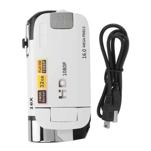 Câmera Digital D100 1080P 16MP com Tela Giratória de 2,7 Polegadas,  de 16x, Gravador de Vídeo HD com Luz de Preenchimento. 1
