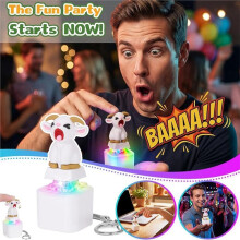 12PCS Little Goat Button Keychain Rechargeable Clicker Toy Stress Relief Sound&Colorful LED Light Cute Gadget for Adults
