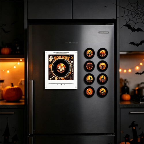 Halloween Automatic Singing Magnetic Fridge Magnet NFC Induction Refrigerator Magnetic Disc Rotary Disc Night Light 1