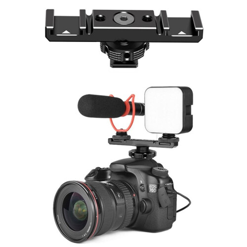 For Double Hot Shoe Bracket Base Fill Light Microphone Multi Function 1.2 Cold Shoe Mirrorless Camera Expansion