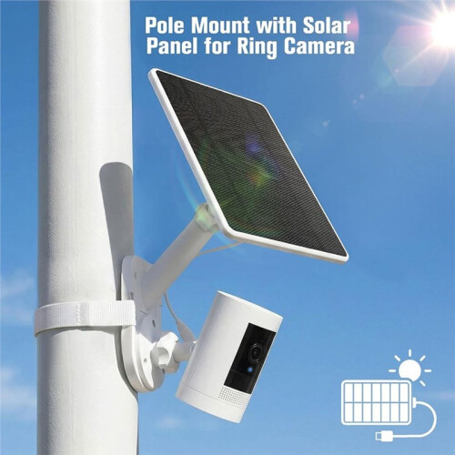 6W Solar Panel with Camera Mount for  Spotlight Cam /Pro Battery, 2-in-1 Solar Charger Wall Mount White 1