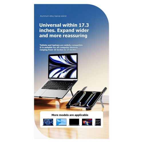Suporte Portátil Dobrável e Ajustável para Notebook, Compatível com Laptops e Tablets de 10 A 17 Polegadas. 2