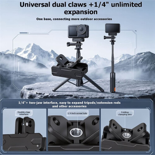 Magnetic Quick Release Mount for  Osmo Action 5/6 Universal Two Claw & 1/4" Thread Dual Interface Adapter A