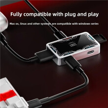 Gaming USB-Hub met Magnetische Schakelaars, Speciale Hub voor Toetsenborden, USB-Ax2, Type-Cx3, 8000Hz, met Weergave van Stroom en Spanning