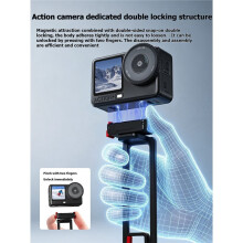 Magnetic Metal Tripod for OSMO ACTION 3/4/5PRO, Foldable Selfie Stick with Mantis Hook Stand, Desktop Video Vlog Stand