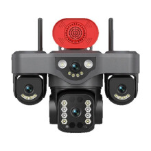 Kamera IP WiFi 8 MP, 4 Obiektywy, 4 Ekrany, Zewnętrzna, Śledzenie AI, PTZ, Bezprzewodowe Zabezpieczenia, Monitoring Wideo CCTV, Wtyczka EU