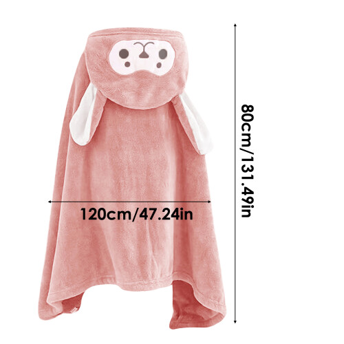 Kinder Kapuzenbadetuch Korallenfleece Rosa 1