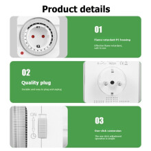 24 Hours Timer Timer Plug in Mechanical Grounded Programmable Countdown Loop Socket EU Plug