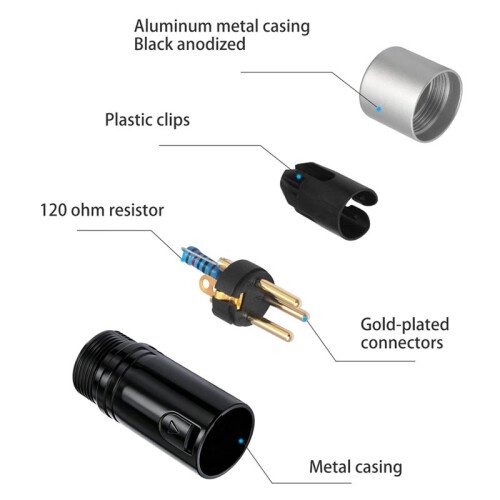 Résistance de Terminaison XLR 3 Broches 120 Ohms : Solution Optimale pour L'Intégrité Du Signal des Systèmes D'Éclairage et Audio 1