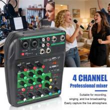 Professional Audio Mixer 4-Channel USB Audio Mixer Console with Recording Capabilities for DJs and PC Mixing