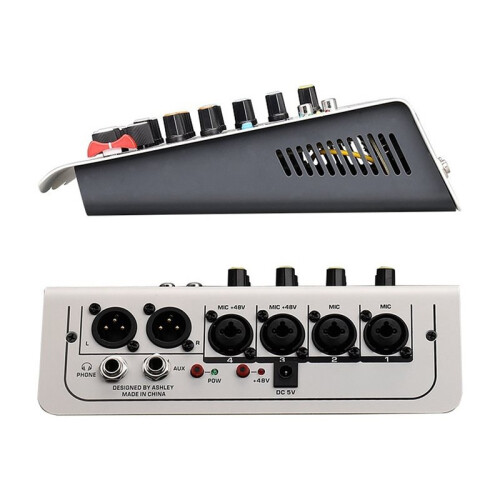 4 Channel Audio Mixer with  48V Phantom Power USB Audio Interface Recording Karaoke DJ Studio Console B 2