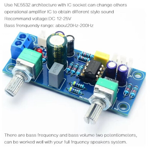 Low-Pass Subwoofer Preamplifier Module - Ideal for DIY Audio Systems,Single-Supply Tone Control Board