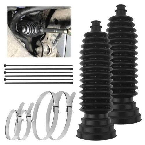 2PCS Thick Silicone Car Inner Tie Rod Boot Upgrade Large Caliber,Cuttable Car Rack and Pinion Boot Kit Includes Ties 1