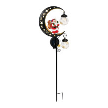 Lumières Solaires de Jardin Père Noël et Lune - Lanterne de Noël - Piquets pour Terrasse, Jardin, Porche, Clôture