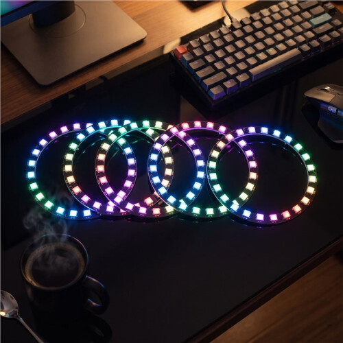 5PCS WS2812B 5050 RGB LED Ringkort 24-Bitars Fullfärgsdrivermodul Rund Modul LED-Stripe för 1