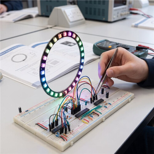 5PCS WS2812B 5050 RGB LED Ringkort 24-Bitars Fullfärgsdrivermodul Rund Modul LED-Stripe för 2