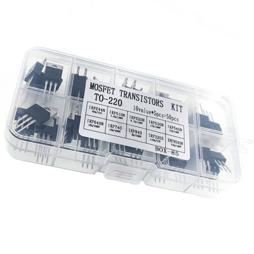 To-220 Transistor Assortment Kit - IRFZ44N,IRF640N,IRF540N,IRF3205 - 10 Types, 5 Each for Electronics Projects & Repair 1