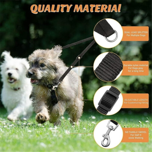 Adjustable Double Dog Leash – Tangle-Free Coupler Leash for Walking Two Dogs 2
