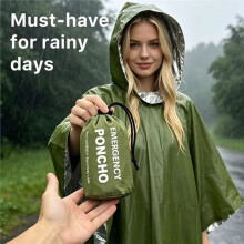 Poncho Imperméable D'Urgence 2 Pièces, Couverture de Survie Thermique Chaude, Accessoire de Survie Polyvalent pour L'Extérieur