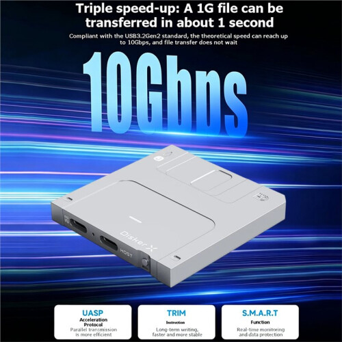 M.2 NVMe SSD Enclosure 10Gbps USB3.2 Gen2 Floppy Disk Design Aluminum External SSD Case Write Protection for 2230/2242