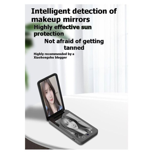 UV Ultraviolet Sunscreen Detection Sunscreen Tester LED Light Type-C Intelligent UV Mirror Portable Dressing Black 2