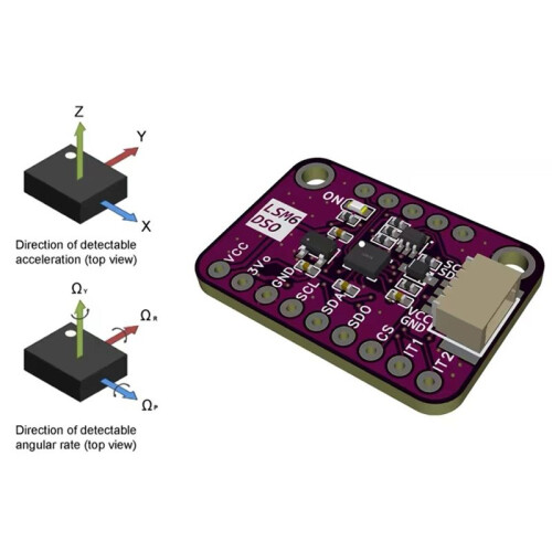 LSM6DSO Module 6-Axis Sensor with 3-Axis Accelerometer 3-Axis Gyroscope High-Performance Attitude Sensing LSM6DSO 2