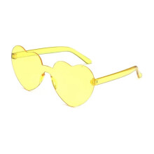 (Yellow)Herzförmige Liebe Randlose Sonnenbrille Transparent Niedlich Süß Bonbon Brille Farbe
