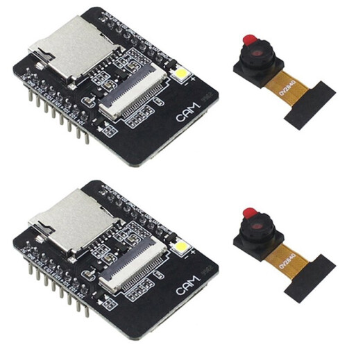 2X ESP32-CAM Development Board+OV2640 Camera Module Set 520KB+4M PSRAM 32Mbit WIFI+ Ultra Low Powers IoT Module 1