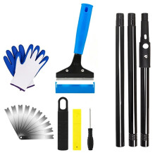Floor Scraper, 4" Wide Heavy Duty Blade Scraper Tool, 45.7" Long Handle, 10PCS Extra Metal Blades,