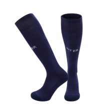 (Inter Blue, L) 26-27 Teens Football Grip Socks High Knee & Long Football Training Socks - Breathable Cushioned Socks Children