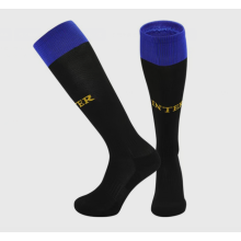 (Inter Black, L) 26-27 Teens Football Grip Socks High Knee & Long Football Training Socks - Breathable Cushioned Socks Children