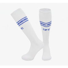 (Chelsea white, L) 26-27 Teens Football Grip Socks High Knee & Long Football Training Socks - Breathable Cushioned Socks Children