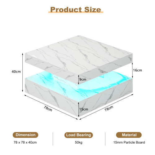 White Marble Square Coffee Table for Living Room 2