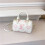 (White, 17*12*10) Mini cylindrical handbag retro printed pillow bag 1