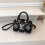 (Black, 17*12*10) Mini cylindrical handbag retro printed pillow bag 1