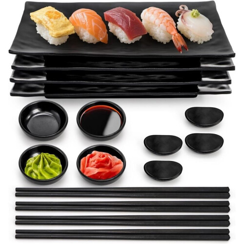 1set/16pcs Sushi Dinnerware Set, Home Tableware, Includes Sushi Plates, Bowls, Chopsticks, and Chopstick Rest
