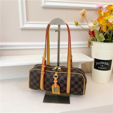 (Brown, 27*11*7) Retro printed long baguette handbag long cylinder bag