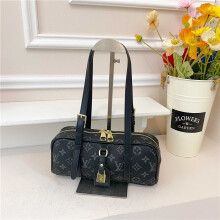 (Black, 27*11*7) Retro printed long baguette handbag long cylinder bag