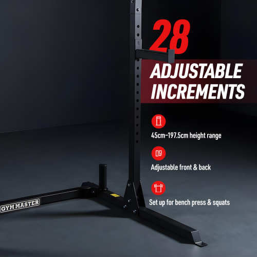 GYM MASTER Olympic Squat Rack Pull Up Bar Weight Lifting Power Cage Rack Bar 2