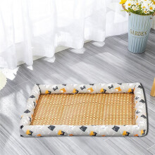 Summer Medium Cat Sleeping Mat Cooling Breathable Small Dog Bed Cushion Anti-Slip Safe Pet Small Cat Rattan Mat Grey