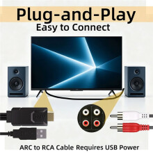 Konwerter Audio 192KHz EARC/ARC na RCA do Telewizora do Głośnika, Kontrola Głośności CEC, Wsparcie PCM2.0, Ekstraktor Audio ARC na RCA