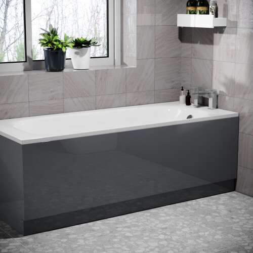 NES Home Nes Home Anthracite PVC 1700mm Water Proof Front Bath Panel, 15mm Thickness 1