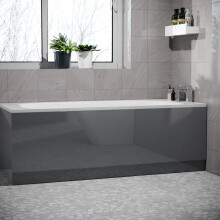 Nes Home Anthracite PVC 1800mm Water Proof Front Bath Panel, 15mm Thickness