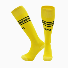 (Chelsea yellow, L) 26-27 Teens Football Grip Socks High Knee & Long Football Training Socks - Breathable Cushioned Socks Children
